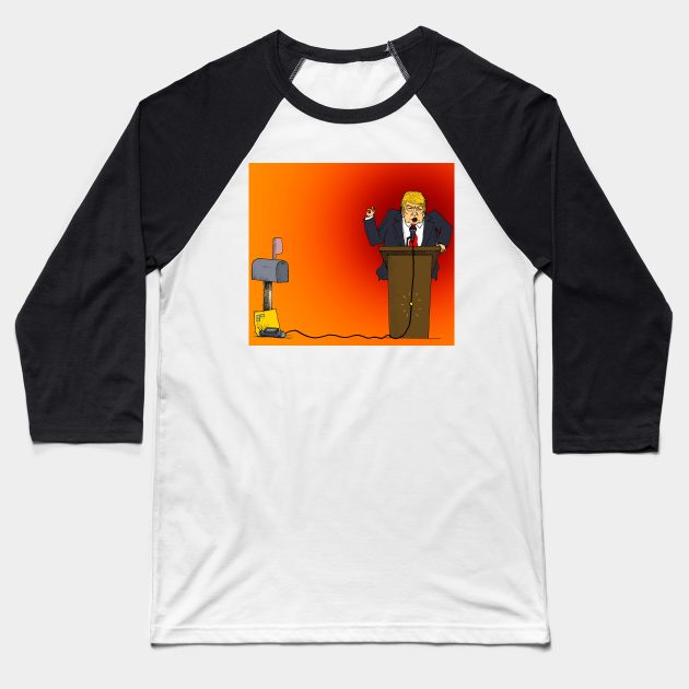 Trump Rhetoric Baseball T-Shirt by Felipe.Makes.Cartoons